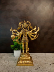 Premium Brass Panchamuga Hanuman Idol | Five-Faced Panchamukhi Anjaneya Statue for Vastu & Supreme Protection