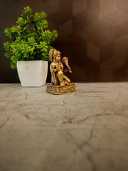 Premium Brass Fine Art Veerasana Hanuman Idol | Heroic Kneeling Anjaneya Statue for Vastu & Courage