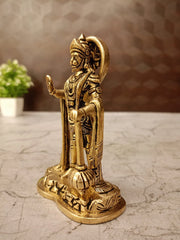 Premium Brass Blessing Hanuman Idol | Majestic Abhaya Mudra Anjaneya for Vastu & Supreme Protection