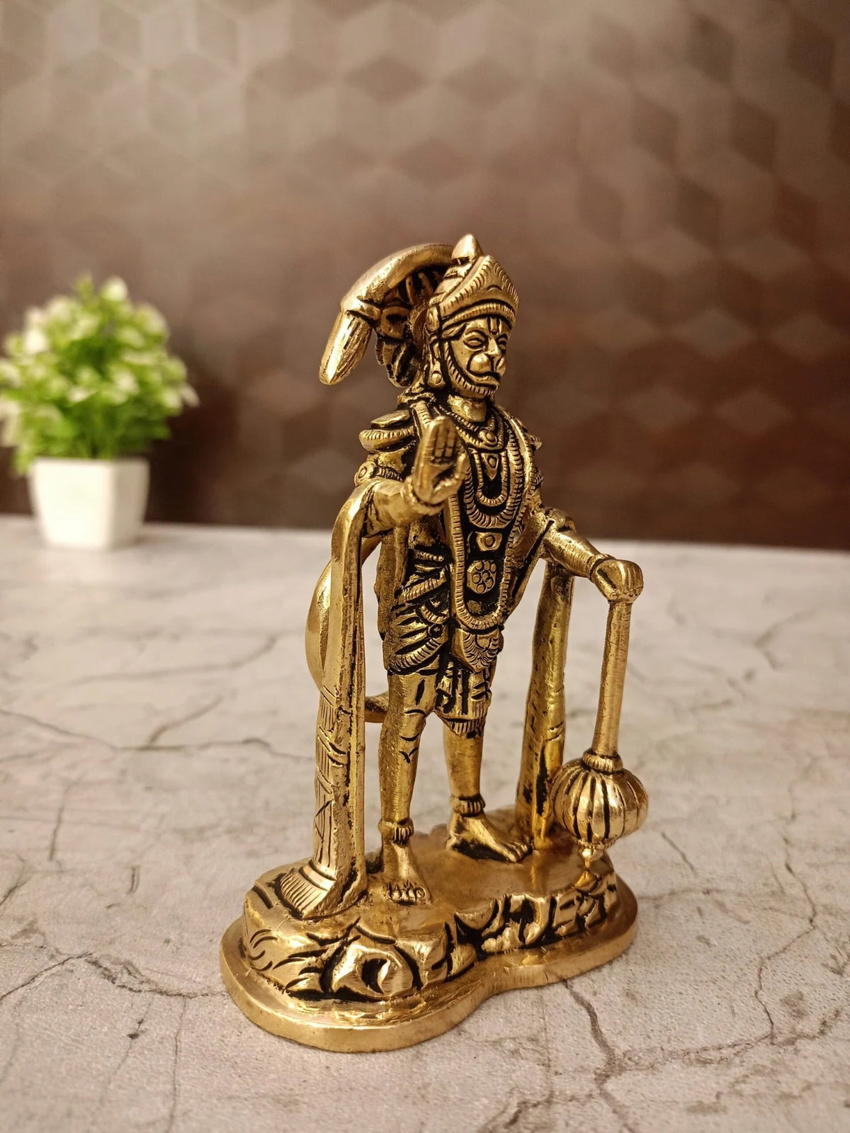 Premium Brass Blessing Hanuman Idol | Majestic Abhaya Mudra Anjaneya for Vastu & Supreme Protection