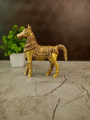 Handcrafted Running Brass Horse Statue | Vastu & Feng Shui Showpiece for Career Success, Speed & Wealth