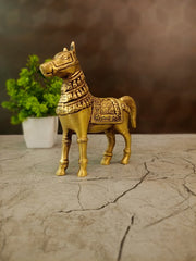 Handcrafted Running Brass Horse Statue | Vastu & Feng Shui Showpiece for Career Success, Speed & Wealth