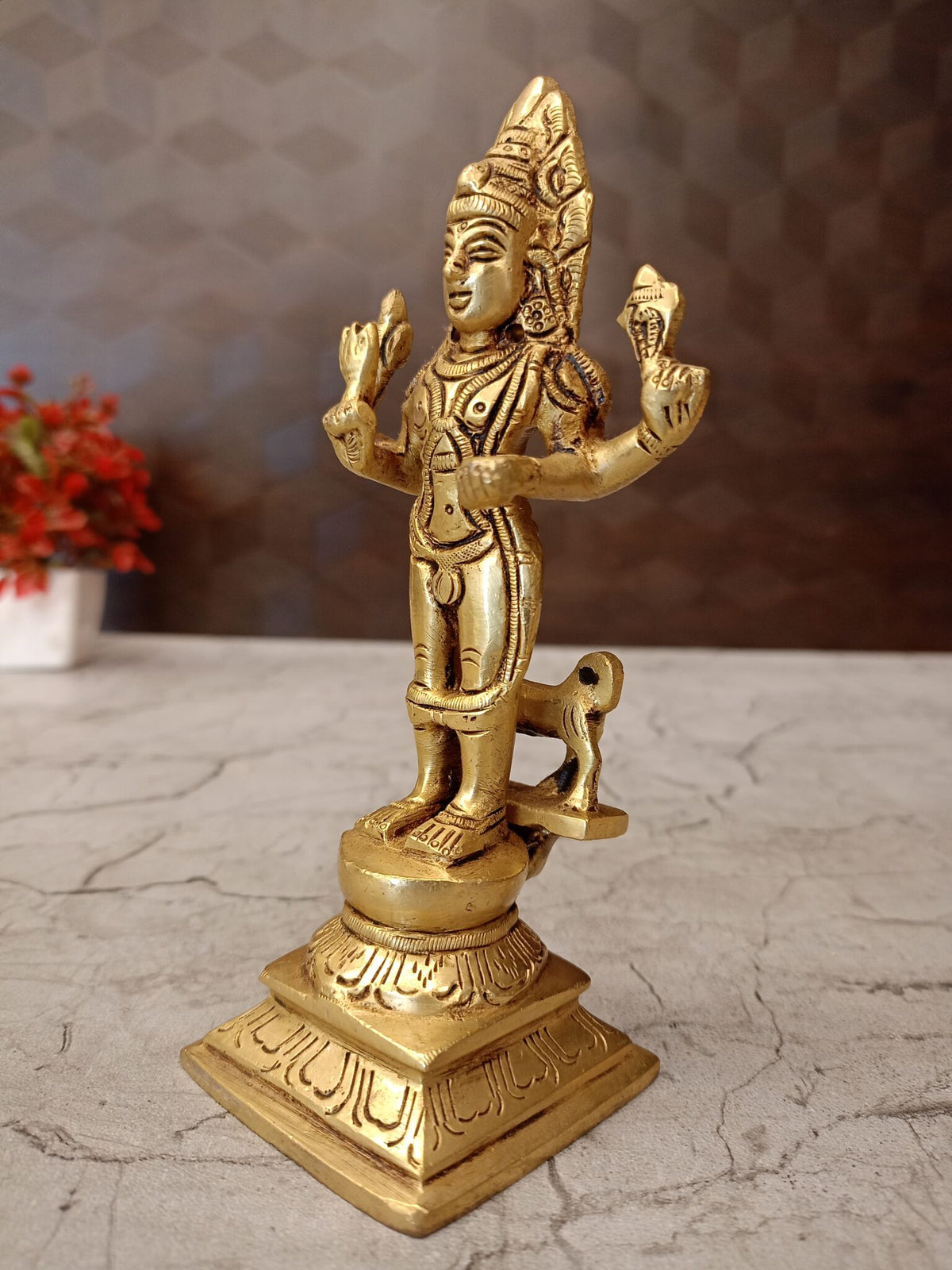 Premium Brass Kala Bhairavar Idol | Antique Fierce Lord of Time Statue for Vastu Protection & Mandir Decor (India)