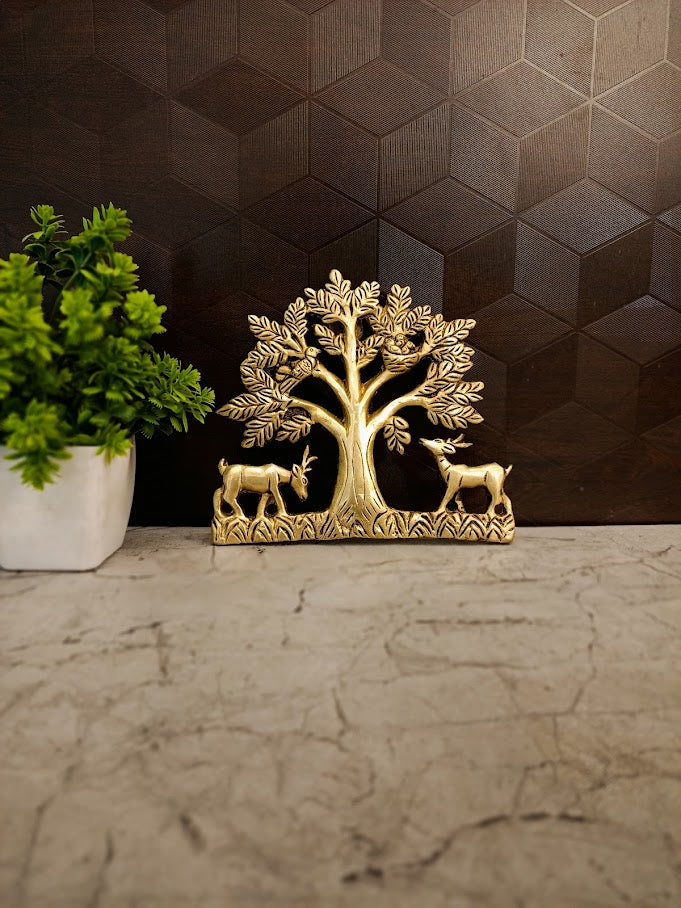 Premium Brass Kalpavriksha Tree with Animals Wall Hanging | Divine Wish-Fulfilling Vastu Decor