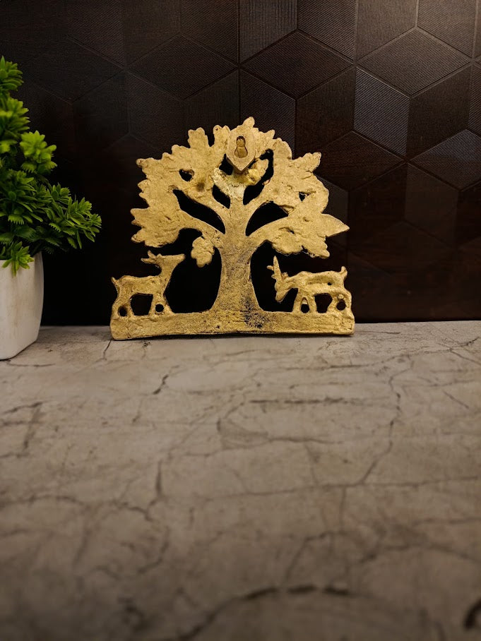 Premium Brass Kalpavriksha Tree with Animals Wall Hanging | Divine Wish-Fulfilling Vastu Decor