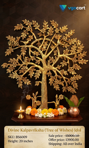 Premium Brass Kalpavriksha Tree with Flowers Wall Mount | Divine Floral Wish-Fulfilling Tree for Vastu & Decor