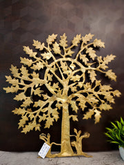 Premium Brass Kalpavriksha Tree with Flowers Wall Mount | Divine Floral Wish-Fulfilling Tree for Vastu & Decor
