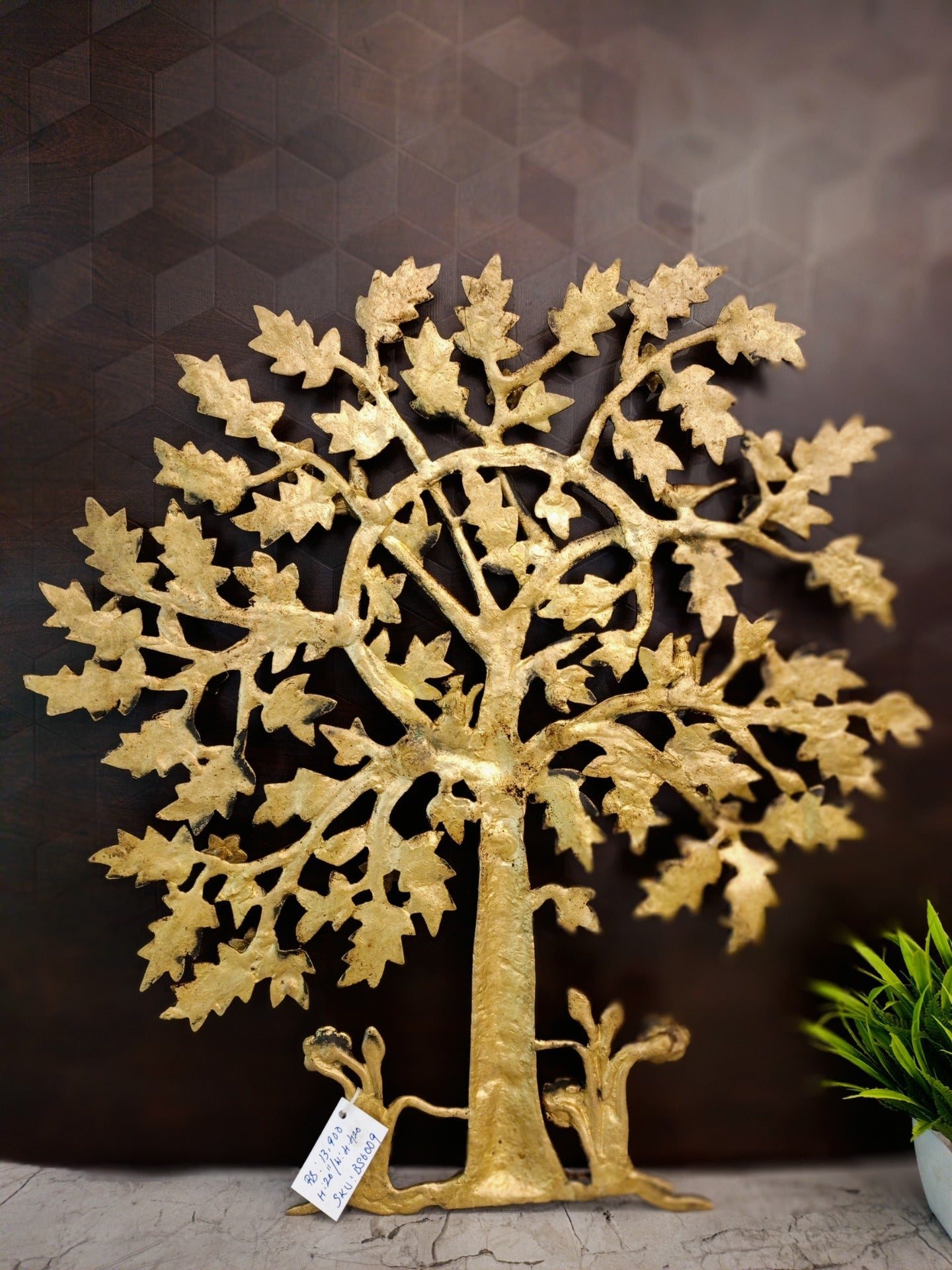Premium Brass Kalpavriksha Tree with Flowers Wall Mount | Divine Floral Wish-Fulfilling Tree for Vastu & Decor
