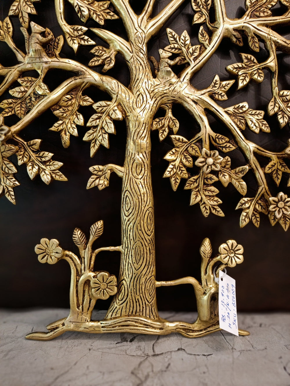Premium Brass Kalpavriksha Tree with Flowers Wall Mount | Divine Floral Wish-Fulfilling Tree for Vastu & Decor