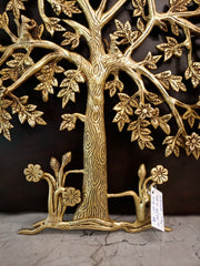 Premium Brass Kalpavriksha Tree with Flowers Wall Mount | Divine Floral Wish-Fulfilling Tree for Vastu & Decor