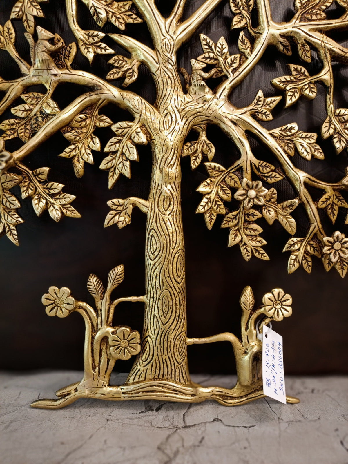Premium Brass Kalpavriksha Tree with Flowers Wall Mount | Divine Floral Wish-Fulfilling Tree for Vastu & Decor
