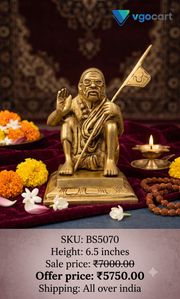 Premium Brass Kanchi Maha Periyava Idol | Serene Kanchipuram Sage Statue for Pooja & Spiritual Peace