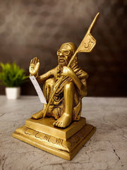 Premium Brass Kanchi Maha Periyava Idol | Serene Kanchipuram Sage Statue for Pooja & Spiritual Peace
