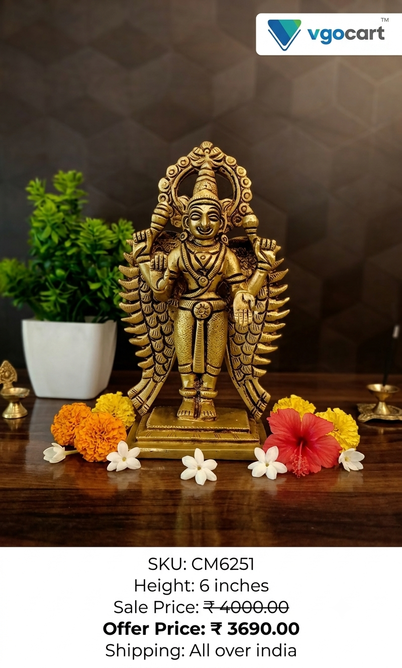 Premium Brass Karudalvar Idol | Majestic Garuda Alvar Statue for Vastu, Swift Success & Perumal Devotion