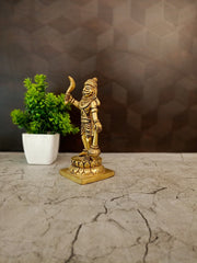 Premium Small Brass Karuppannasami Idol | Compact Kaval Deivam Guardian Statue for Vastu & Protection
