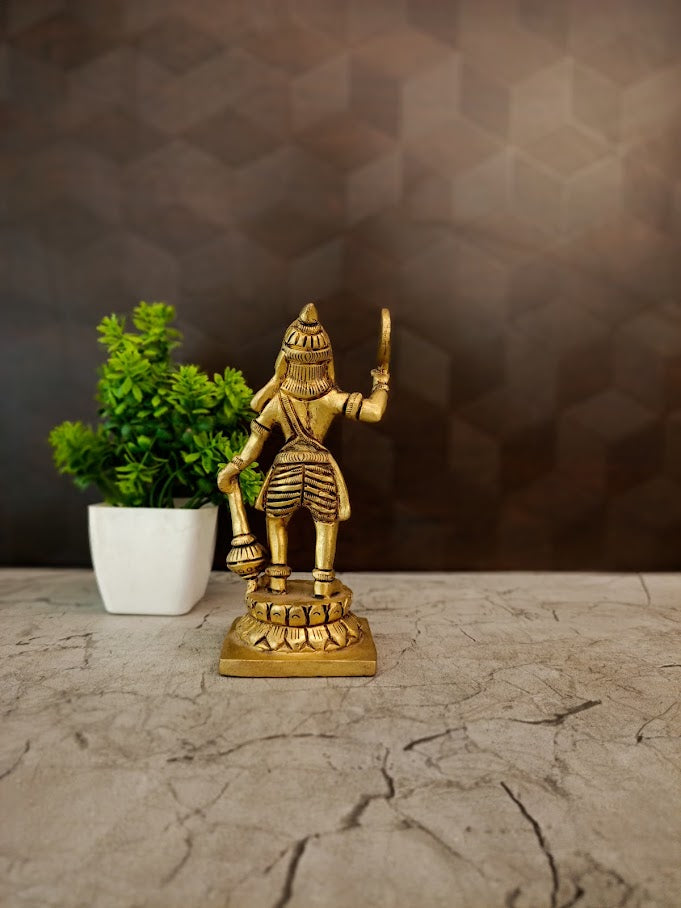 Premium Small Brass Karuppannasami Idol | Compact Kaval Deivam Guardian Statue for Vastu & Protection