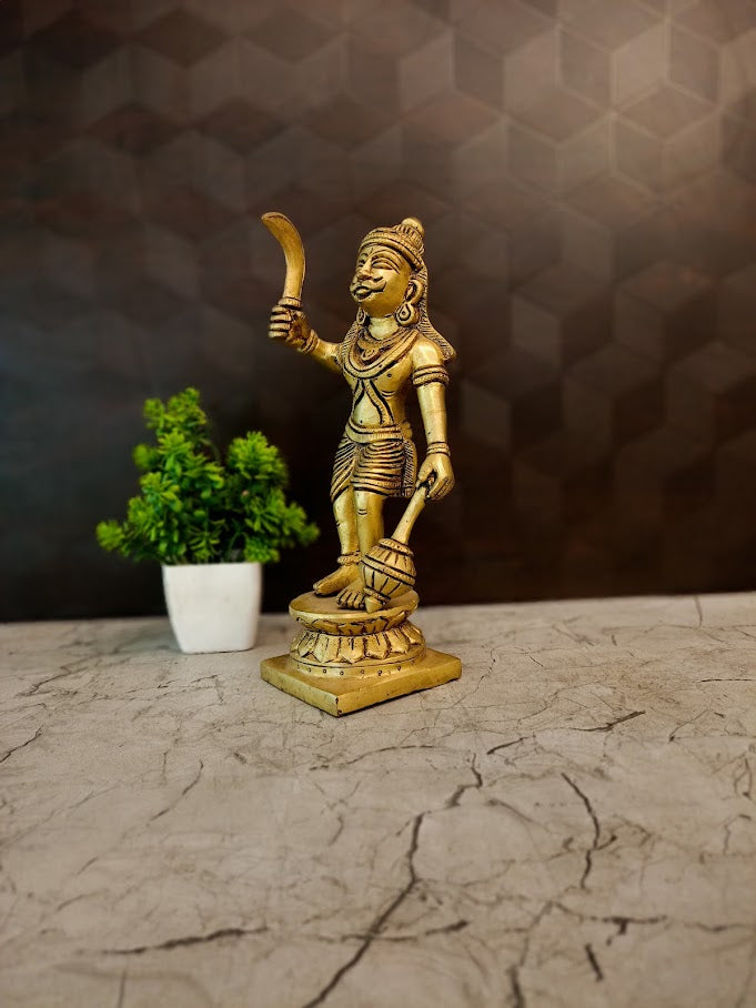 Premium Brass Lord Karupparayan Idol | Fierce Kaval Deivam Guardian Statue for Vastu & Supreme Protection