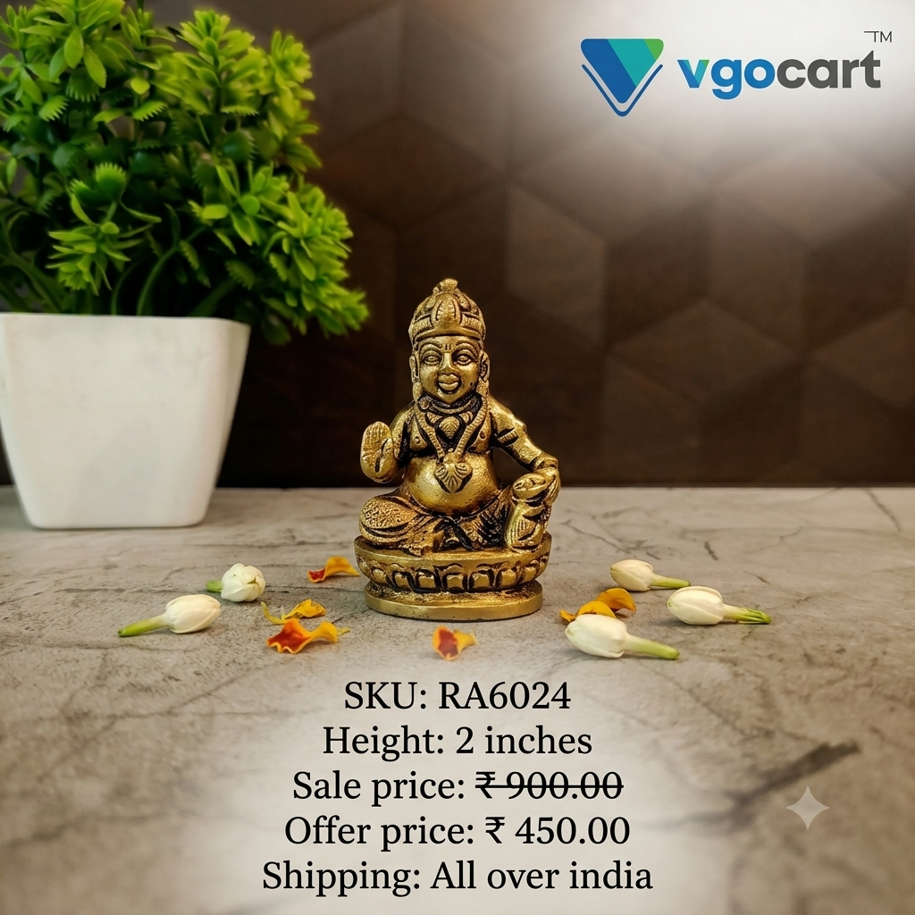 Premium Brass Lord Kuberar Idol | Supreme God of Wealth Statue for Vastu & Financial Abundance