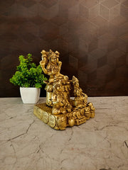 Premium Brass Lakshmi Kubherar Idol | Divine Goddess of Wealth & Lord of Riches Statue for Vastu & Business