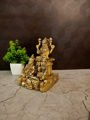 Premium Brass Lakshmi Kubherar Idol | Divine Goddess of Wealth & Lord of Riches Statue for Vastu & Business
