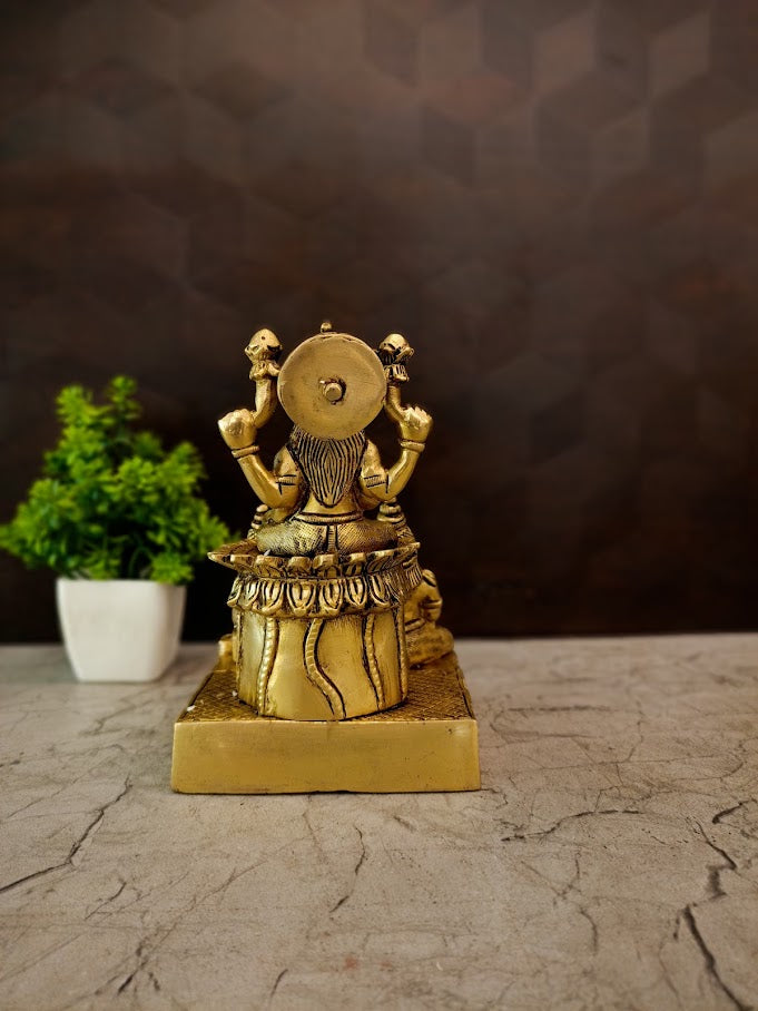 Premium Brass Lakshmi Kubherar Idol | Divine Goddess of Wealth & Lord of Riches Statue for Vastu & Business