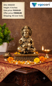 Handcrafted Brass Kuberar Statue with Square Base | Lord Kubera Idol for Wealth & Vastu