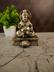 Handcrafted Brass Kuberar Statue with Square Base | Lord Kubera Idol for Wealth & Vastu