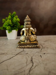 Handcrafted Brass Kuberar Statue with Square Base | Lord Kubera Idol for Wealth & Vastu