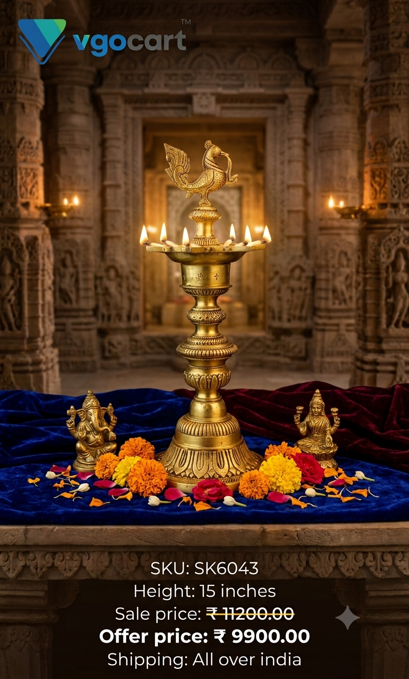 Premium Brass 7-Face Annam Diya | Majestic Saptamukhi Hamsa Vilakku for Vastu & Grand Heritage Decor
