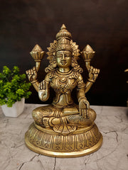 Exquisite Brass Mahalakshmi Idol | Traditional Goddess of Wealth for Vastu, Prosperity & Home Mandir