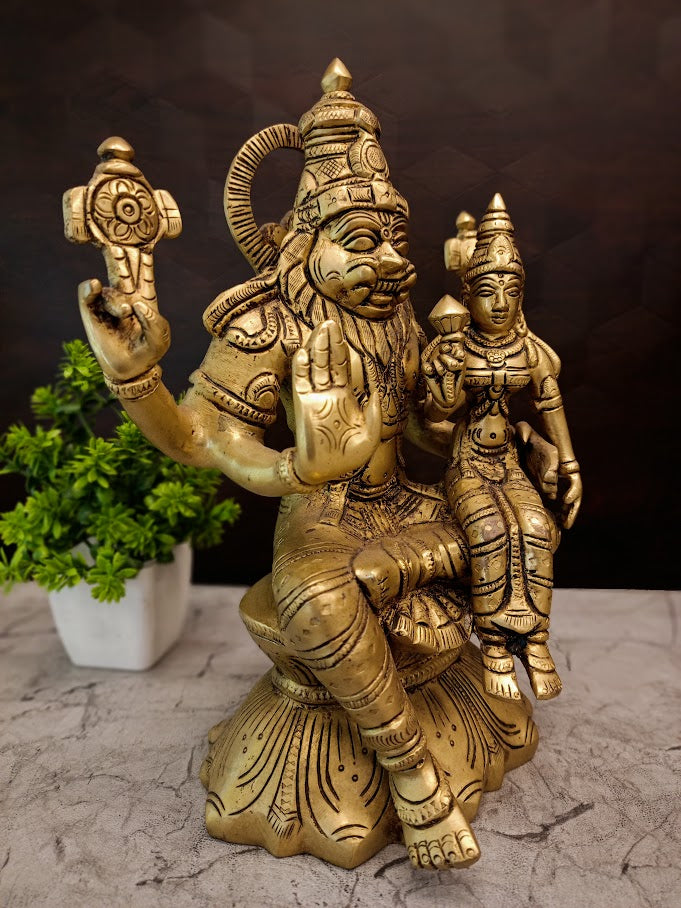 Majestic Brass Lakshmi Narasimmar Idol | Premium Protector Deity for Vastu, Fearlessness & Wealth