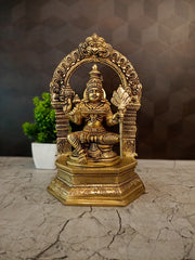 Premium Brass Goddess Lalithambikai with Thiruvachi | Majestic Sri Vidya Devi Idol for Vastu & Cosmic Grace