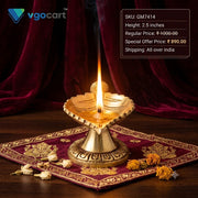 Premium Brass Sacred Leaf Diya | Authentic Botanical Deepam on Engraved Pedestal for Vastu & Daily Pooja Decor