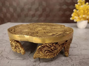 Premium Brass Lotus Design Chowki | Divine Padma Peetham for Vastu, Pooja & Luxury Mandir Decor