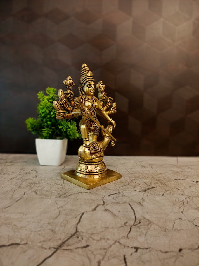 Premium Brass Mahishasuramardini Idol | Fierce Goddess Durga Statue for Vastu Protection & Ultimate Victory