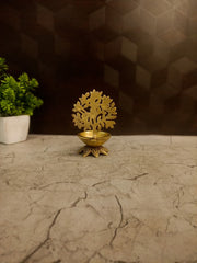 Premium Brass Matte Finish Small Tree Diya | Elegant Kalpavriksha Deepam for Vastu & Decor