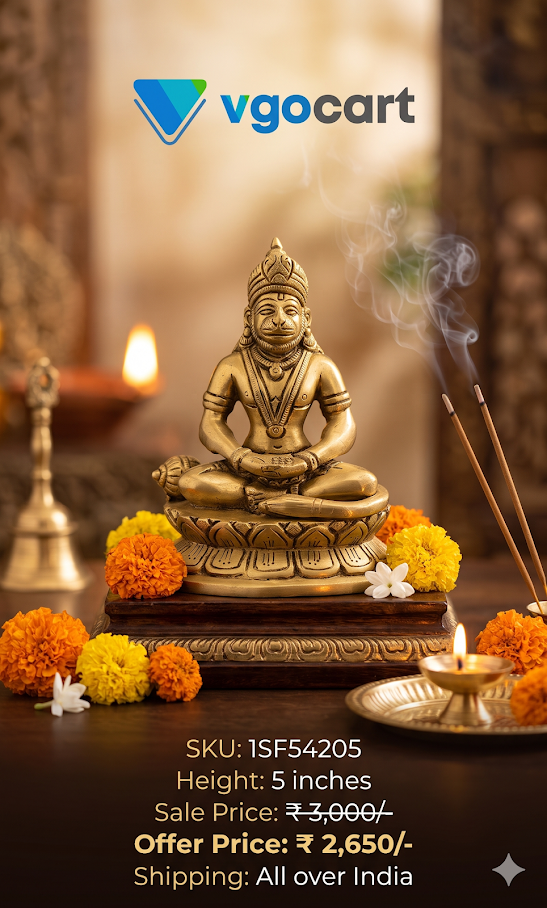 Buy Premium Antique Brass Meditating Hanuman Idol For Vastu Peace And Sacred Home Decor Online