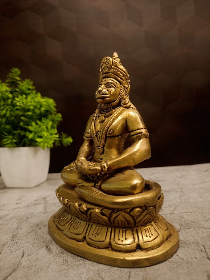 Buy Premium Antique Brass Meditating Hanuman Idol For Vastu Peace And Sacred Home Decor Online