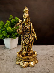 Premium Brass Goddess Meenakshi Idol | Sacred Madurai Amman Murti for Marital Harmony & Vastu