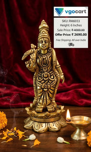 Premium Brass Goddess Meenakshi Idol | Sacred Madurai Amman Murti for Marital Harmony & Vastu