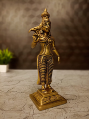Premium Brass Madurai Meenakshi Amman Idol | Authentic Goddess Statue with Parrot for Vastu & South Indian Altar Decor