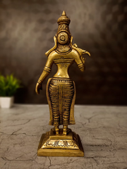 Premium Brass Madurai Meenakshi Amman Idol | Authentic Goddess Statue with Parrot for Vastu & South Indian Altar Decor