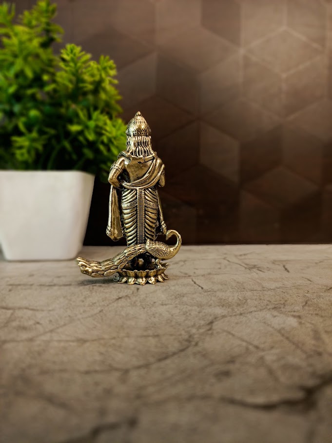 Premium Fine Art Brass Lord Murugan Idol | Majestic Karthikeya Statue for Vastu & South Indian Heritage
