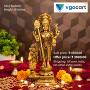 Premium Brass Lord Murugan with Peacock Idol | Majestic Vel Kartikeya Statue for Vastu & Victory