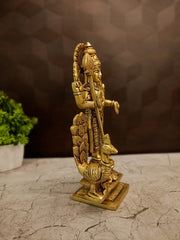 Premium Brass Lord Murugan with Peacock Idol | Majestic Vel Kartikeya Statue for Vastu & Victory