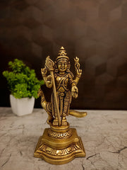 Premium Brass Lord Murugan with Peacock | Majestic Kartikeya Mayil Vahana Statue for Vastu & Absolute Victory