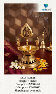 Premium Brass Vel with Peacock Diya | Sacred Mayil Murugan Deepam for Vastu & Victory Decor