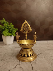 Premium Brass Vel with Peacock Diya | Sacred Mayil Murugan Deepam for Vastu & Victory Decor