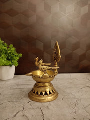 Premium Brass Vel with Peacock Diya | Sacred Mayil Murugan Deepam for Vastu & Victory Decor