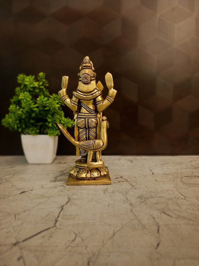 Premium Brass Murugan with Attached Vel | Divine Kartikeya Idol for Victory & Pooja Room